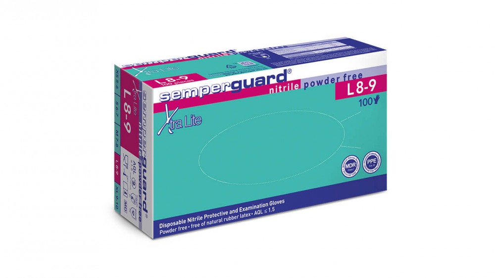 Image of Semperguard nitril Xtra Lite Latexmentes, púdermentes kesztyű, lila 200db-os L méret